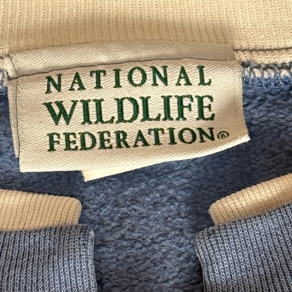 Vintage National Wildlife Federation Bird Embroidered Button Front Sweatshirt L - Picture 5 of 10